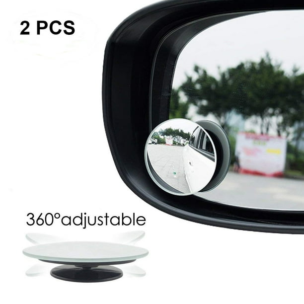 Miroir d'angle mort 2 pièces, rétroviseur de voiture convexe sans cadre en  verre HD rond de 2  