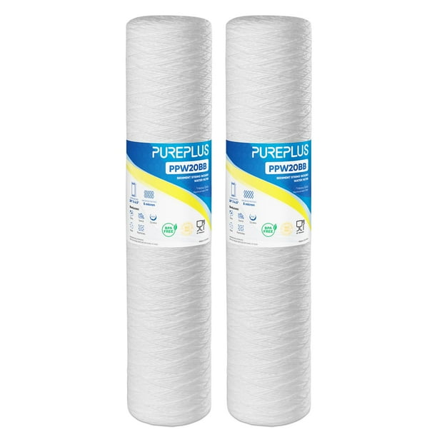 Cartucho de filtro de agua PUREPLUS de 5 micras, 20 x 11,4 cm, paquete de 2