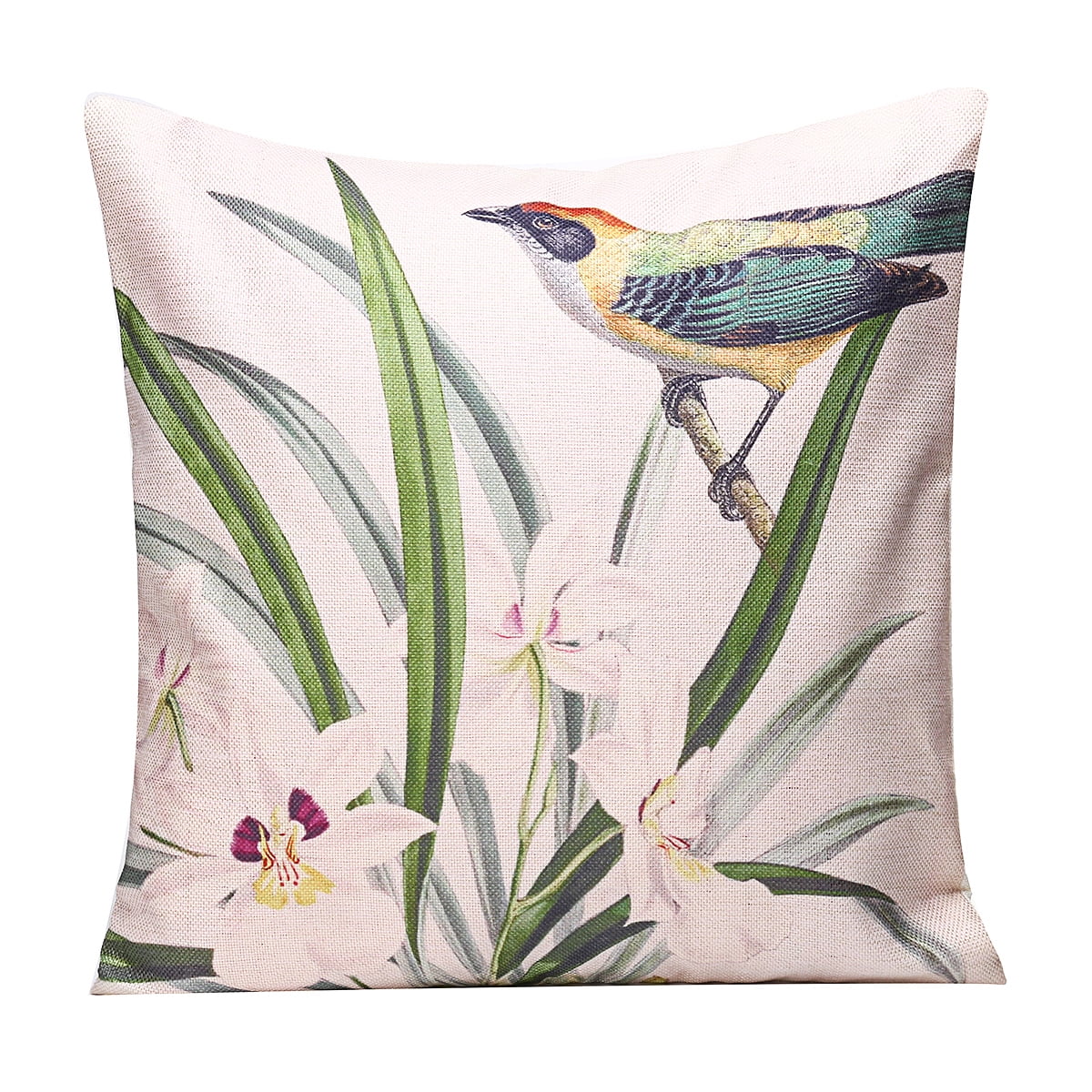 18x18 inch Bird Song Decorative Throw Pillow Case Cushion Cover Flax