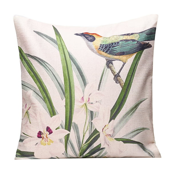 18x18 inch Bird Song Decorative Throw Pillow Case Cushion Cover Flax