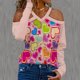 thumbnail image 2 of Blusa de moda para mujer, camisetas de cobertura con cuello en V de manga larga, camisetas sueltas informales con estampado de corazones Pompotops  FGAJ13257, 2 of 5