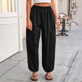 thumbnail image 7 of Womens Wide Leg Balloon Pants Casual Trendy Elastic Waist Wide Leg Harem Pants Baggy Pleated by Yigetop Black L, 7 of 7