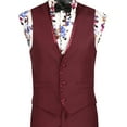 thumbnail image 3 of Luxurious Men's Slim-Fit 3-Piece Textured Solid Trimmed Lapel Suit - Burgundy 40L, 3 of 4