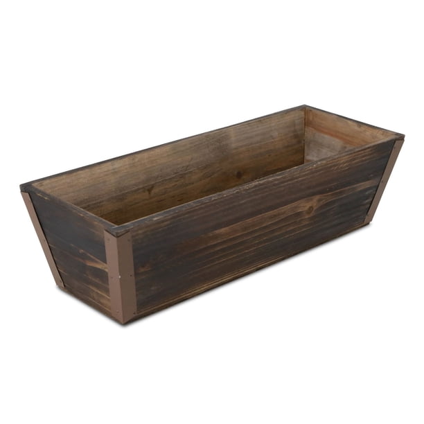 14.25" Brown Handmade Rectangular Ledge Planter Walmart