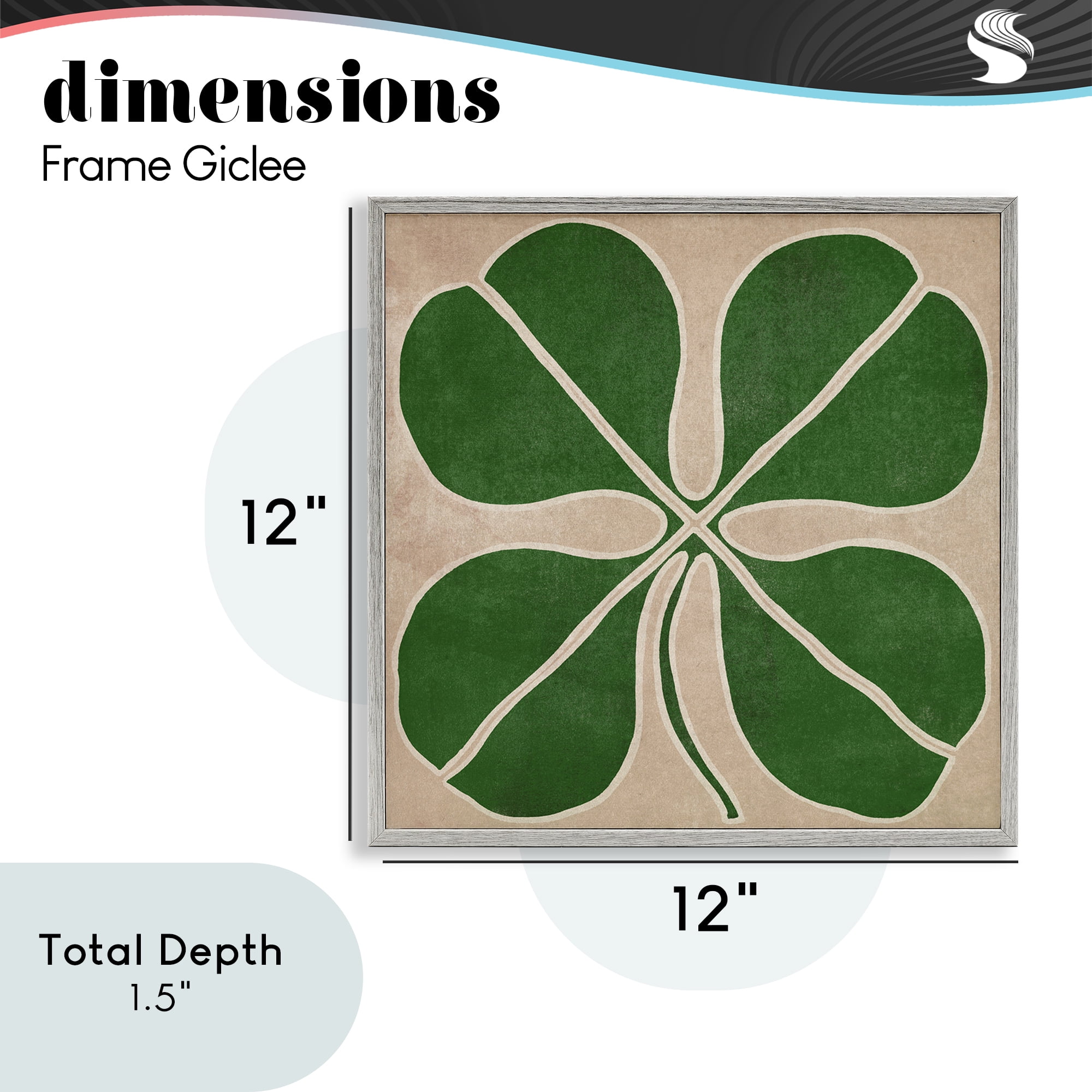Four Leaf Symmetry Gray Framed Giclee Art, design by June Erica Vess
