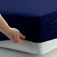 thumbnail image 2 of Extra Soft Full Size Fitted Sheet Bamboo Rayon Deep Pocket 15", Moisture Wicking,Cooling, Breathable, Navy Blue, 2 of 5