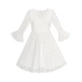 thumbnail image 1 of Flower Girl Dress Lace Off White Bell Sleeve Party 8, 1 of 7