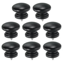 Uxcell 8 Pack Round Wood Drawer Knob, 1.3" x 0.98" Self-Tapping Solid Wood Handle Round Cabinet Knob Mushroom Shape Wooden Knobs for Furniture Dresser Wardrobe, Black