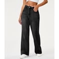 thumbnail image 4 of Women Wide Leg Jeans High Waist Baggy Jean Loose Boyfriend Jeans Denim Pants Y2K Black L, 4 of 9