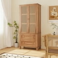 thumbnail image 7 of 64" Tall Kitchen Pantry,Farmhouse Storage Cabinet with Rattan Doors and 2 Drawers,Rustic Wood Cupboard with Adjustable Shelf,Pantry Cabinet for Kitchen Dining Room, 7 of 7
