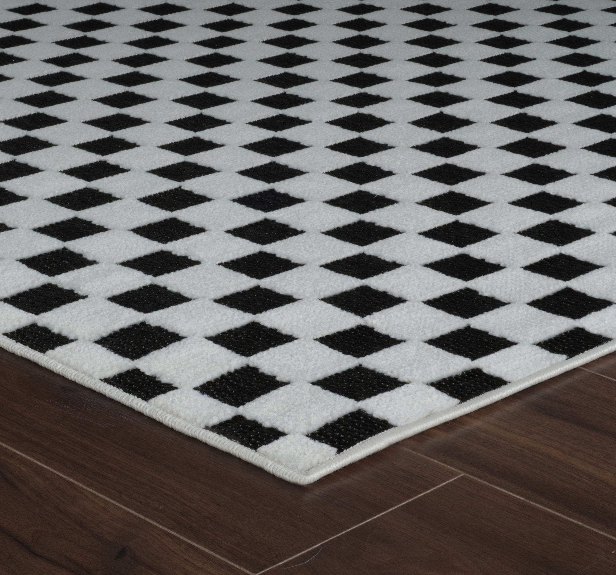 Rug Branch Maise Checkered Indoor Outdoor Area Rug, Black White, Modern - Entryway, Hallway, Bathroom, and Kitchen