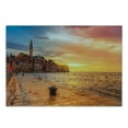 thumbnail image 3 of Cityscape Cutting Board, Sunset at Rovinj Adriatic Sea Coast of Croatia Romantic Evening Scenery Print, Decorative Tempered Glass Cutting and Serving Board, Small Size, Brown Yellow, by Ambesonne, 3 of 5