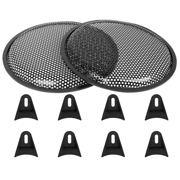 10 Inch Car Audio Speaker Sub Woofer Subwoofer Metal Black Waffle Grill Cover Guard with Clips 2 Pcs