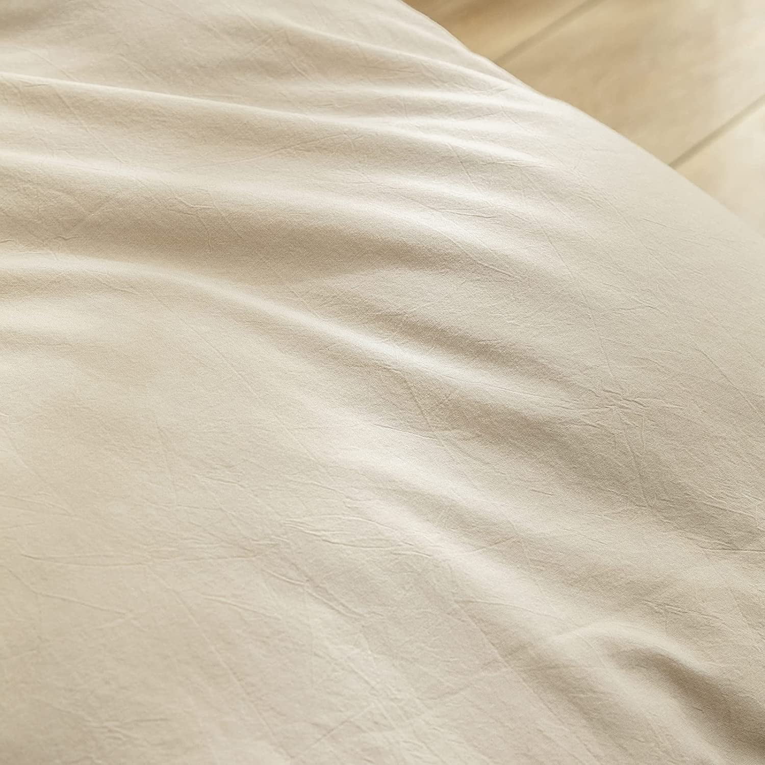 BESTOUCH Duvet Cover Set Oversized King 100% Washed Cotton Linen Feel Soft Chic Lightweight 3Pcs (Almond Milk Grey, 120"x98")