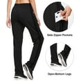 thumbnail image 3 of Baleaf Womens Pants Straight Leg Track Pants Athletic Running Sweatpants Zipper Pockets Warm-Up Sports Jogging Pants Casual Black/Black Size M, 3 of 6
