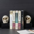 thumbnail image 3 of Vintage Style Skull on Black Stacked Books Bookends - Novelty Resin Skeleton Human Head Statue Halloween Décor - Book Supports, 1 Pair, 3 of 7