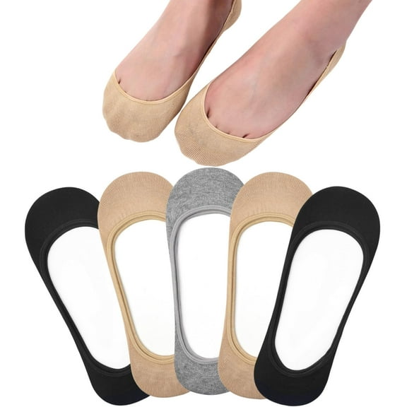 Ultra Low Cut Liner Socks Women No Show Non Slip Hidden Invisible for Flats Boat Summer 5 Pairs