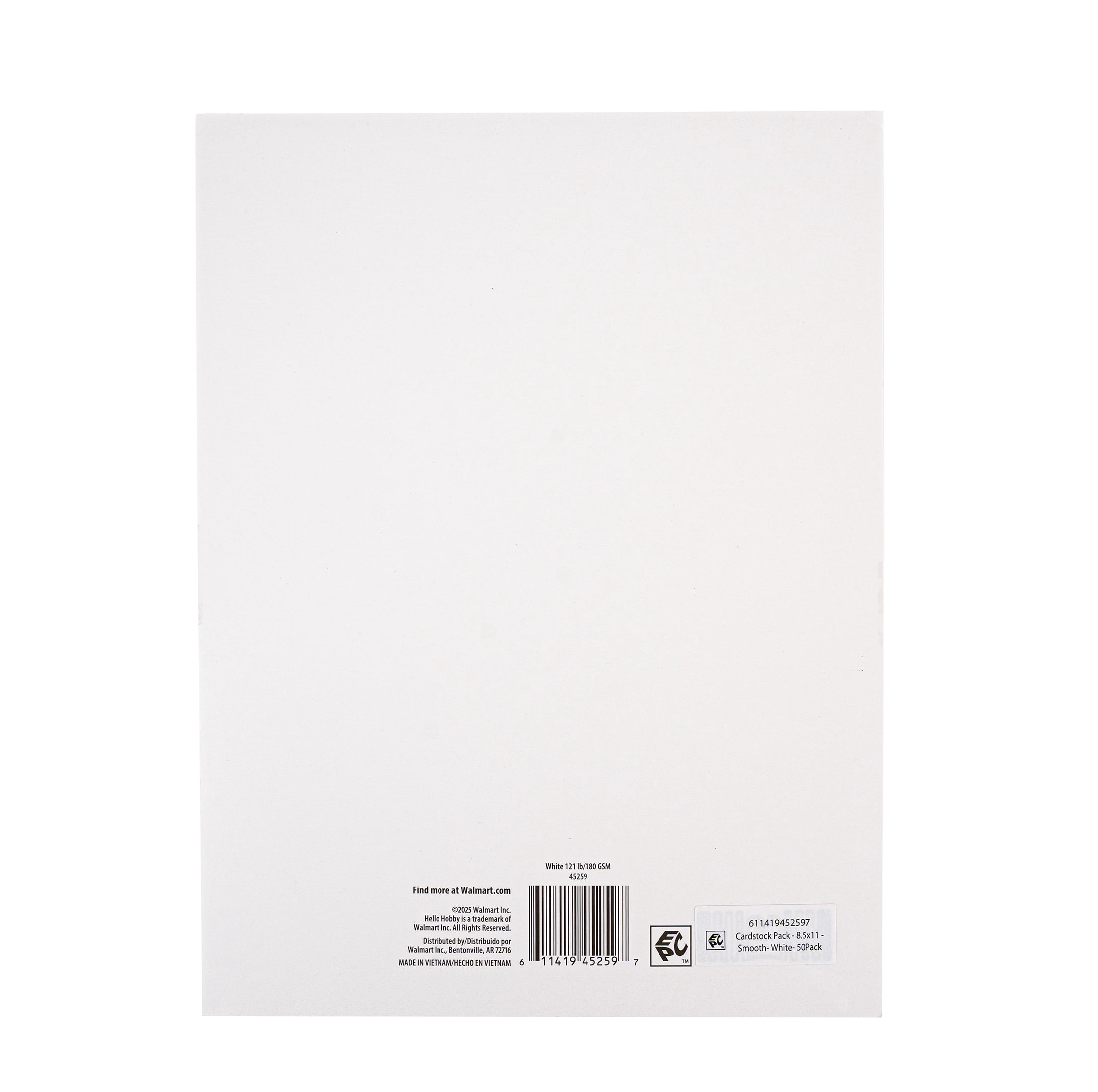 White Smooth Cardstock Paper by Hello Hobby- 8.5 x 11 inches - 50 pack