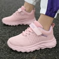 thumbnail image 2 of Huowey Boys Shoes Casual Mesh Breathable Fashion Sneakers With Strap Lace Up Solid Tennis Running Athletic Cozy Walker Shoe,Pink,9-9.5Y, 2 of 8