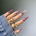 thumbnail image 1 of Uñas postizas HUOGUO, dulce cabeza larga y puntiaguda, estrellas y lunas x24, 1 of 4