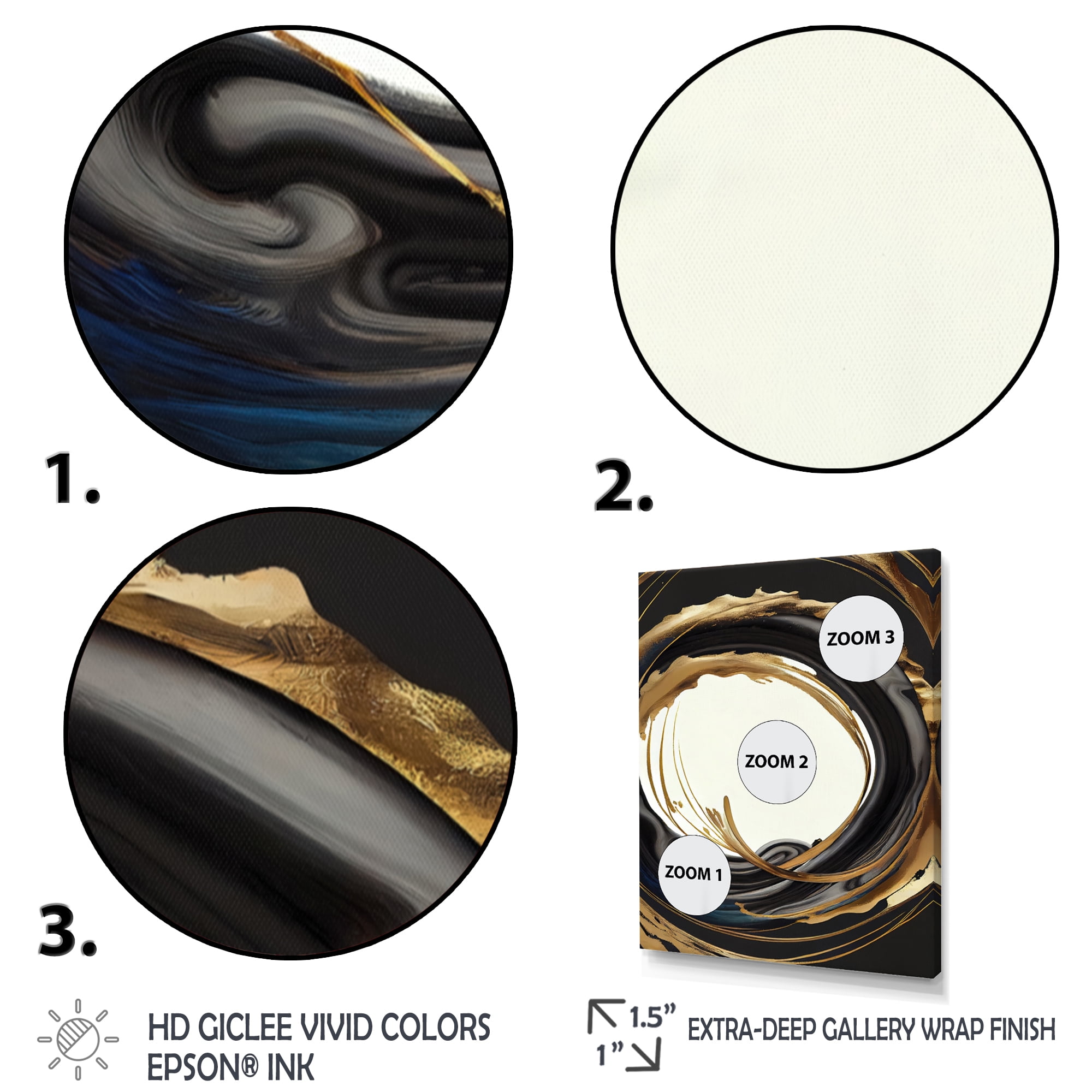 Designart Black And Gold Circle III Canvas Wall Art