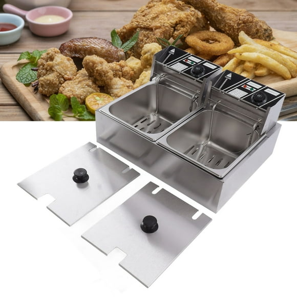 Freidora Eléctrica, Freidora Eléctrica Comercial Freidora Duradera Control De Temperatura Freidora Eléctrica De Doble Tanque Para Restaurante De Tienda