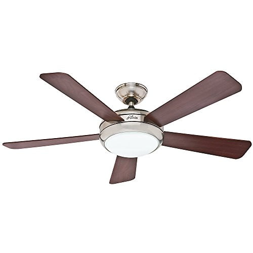 Hunter Fan Company 59052 Palermo Ventilador de techo de bronce cepillado de 52 pulgadas con 5 cuchillas reversibles de nogal negro y kit de luz 59053-Parent, Contemporáneo, 132.1 cm, Brass