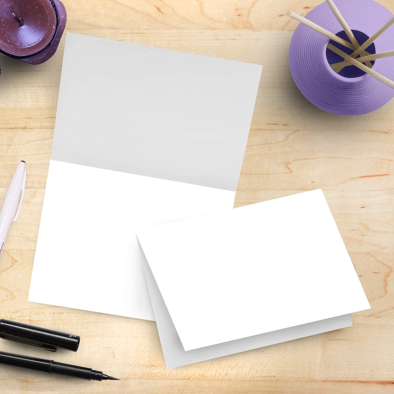 Blank Half Fold 4.5" x 6" White Greeting Cards | 80lb (216gsm) Card Stock | 100 Cards Per Pack