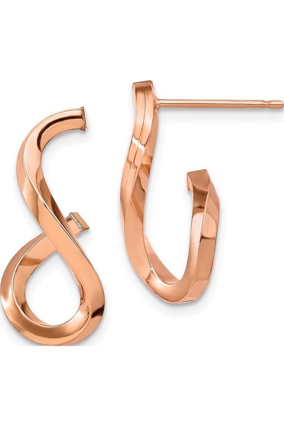 14K Rose Gold Jbsp's Polished Twisted Post Dangle Earrings Made In Italy le2022r