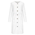 thumbnail image 6 of Miluxas Women's Casual Long Sleeve Button Down Midi Dress Flared A-Line Dress with Pockets Solid Elegant Business office Dress White, 6 of 7