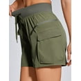 thumbnail image 4 of Women's Cargo Hiking Shorts for Camping Travel Outdoor Athletic with Zipper Pockets Quick Dry Water Resistant Summe Army Green L, 4 of 7