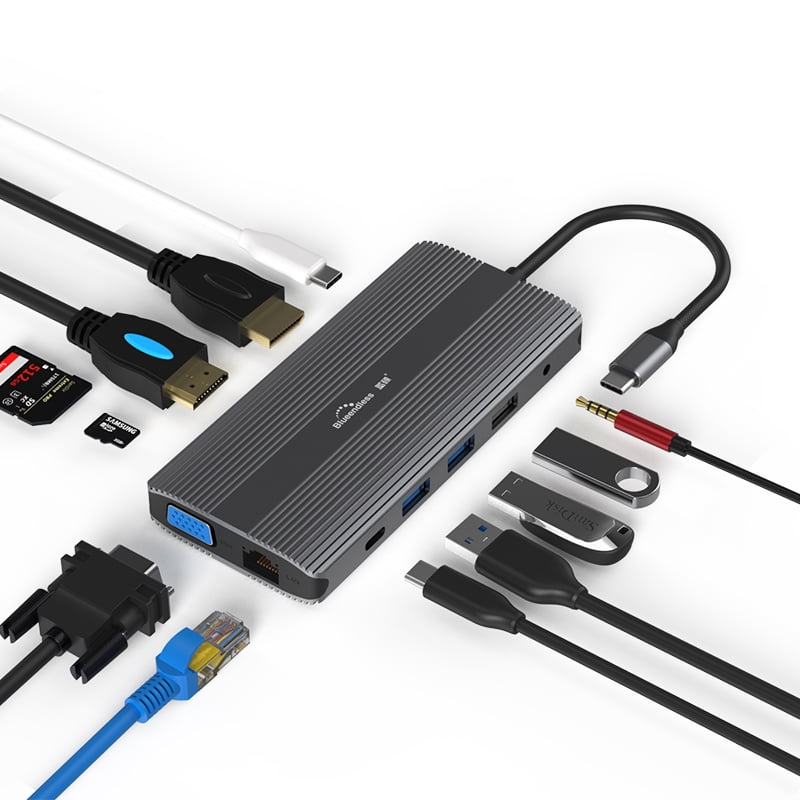 12 in 1 Multi Port USB-C HUB , DP port, 4K HDMI, VGA, Ethernet ...