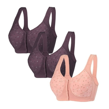 Black of Friday Deals!Clearance Staron 3PC Women s Bras No Underwire Front Closure Bra Stretch Comfortable Bra Wireless Front Button Bras No Underwire Bra