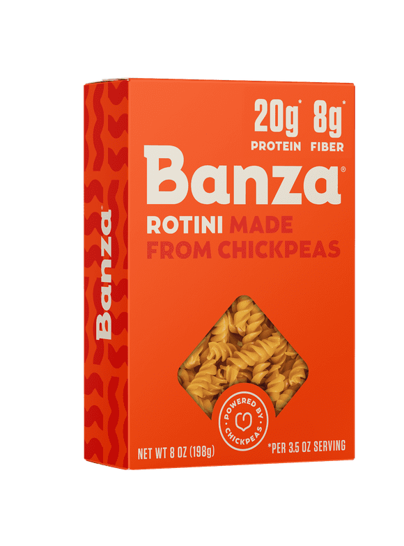 Banza Rotini Pasta - Gluten Free, High Protein, and Lower Carb Shelf-Stable Pasta, 8oz
