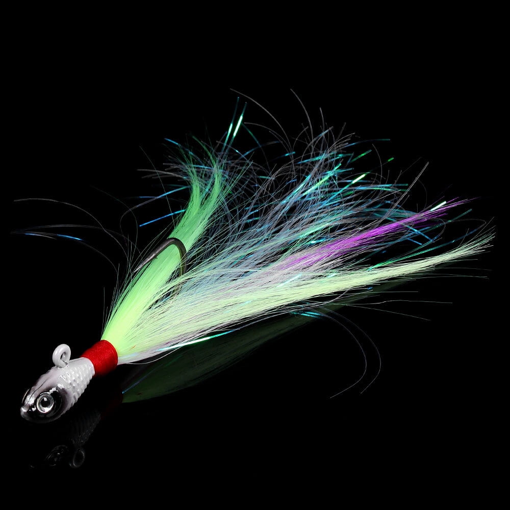 6PCS Bucktail Jigs Fishing Lures Lead Teaser Jig Head Bass Saltwater Lure USA