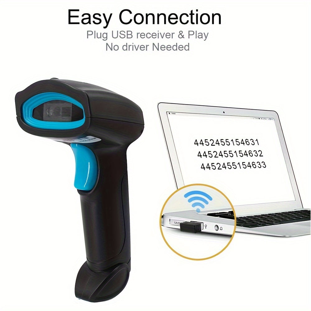 1D 2D Barcode Scanner Wired/ Wireless QR Code Reader for POS System, Cordless Scanner for Warehouse Inventory Shop