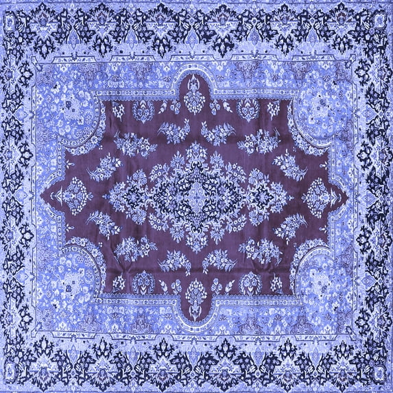 Ahgly Company Machine Washable Indoor Square Persian Blue Traditional Area Rugs, 5' Square