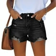 thumbnail image 3 of Audhol Ripped Jean Shorts! Women Denim Shorts High Waist Cut off Ripped Jean Shorts with Pockets Stretchy Distressed Jorts Jean Shorts Womens High Waisted Black L, 3 of 8