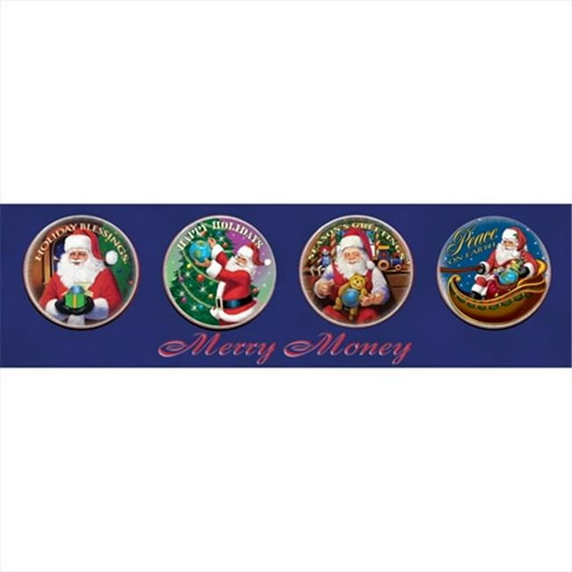 American Coin Treasures 246 Merry Money 4 - Gold-Layered Colorized JFK Half Dollar Santa Coins