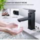 thumbnail image 3 of ZHAOCHENG Grifo de baño ZTFORUS de acero inoxidable negro con manija cuadrada, mezclador de lavabo, agua fría y caliente, grifo de lavado de manos desmontable., 3 of 5