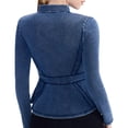 thumbnail image 3 of Asgosdo Women's Jeans Jacket Long Sleeve Stand Collar Zipper Ruffle Denim Jacket Casual Trendy Coat, 3 of 3