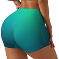 thumbnail image 1 of Balery Green Turquoise Teal Pantalones cortos de entrenamiento estampados para mujer, sin costuras, ajustados, para gimnasio, yoga, correr, deportes, ejercicio activo, fitness.-Small, 1 of 8
