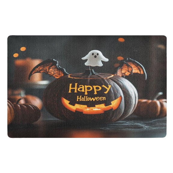 32x20 Inch Doormat Indoor Entrance Mat Entrance Welcome Mat Outdoor Mats for Front Door Cute Pumpkin with A Carving