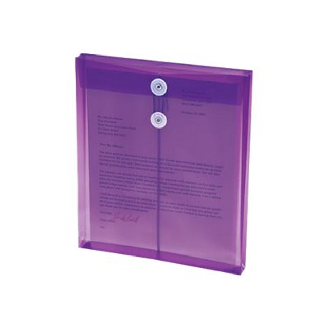 Smead Poly String and Button Interoffice Envelopes, Top Load, String and Button Closure, 9.75 x 11.63, Transparent Purple, 5/Pack