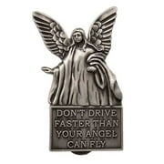 Don't Drive Faster Than Your Angel Flies - Silver Visor Clip