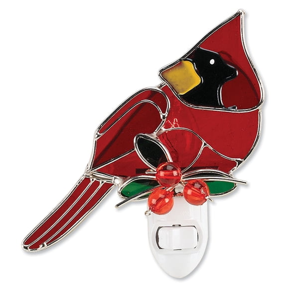Current Cardinal Nightlight, Stained glass, 4-1/2" x 5" T, Stained Glass, Holiday Decorations, Spring Home Décor