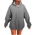 thumbnail image 3 of Levmjia Oversized Hoodies for Women Casual Gradient Long Sleeve Hooded Lace Up Sweatshirts Pullover Outfits Gray,L, 3 of 6