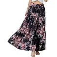 thumbnail image 5 of Cueply Long Skirts for Women Pleated Elastic High Waist drawstring Tiered Maxi Skirt with Pockets, 5 of 7