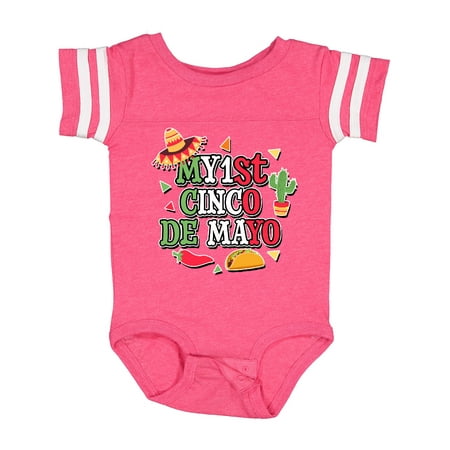 

Inktastic My 1st Cinco De Mayo with Sombrero Red Chili Pepper Taco and Cactus Gift Baby Boy or Baby Girl Bodysuit