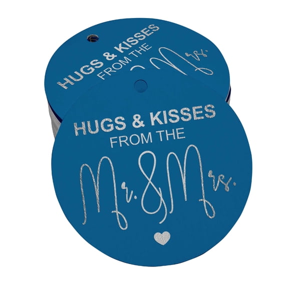 Inkdotpot Pack Of 50 Real Silver Foil Paper Tags Hugs & Kisses From The Wedding Favor Hang Tags